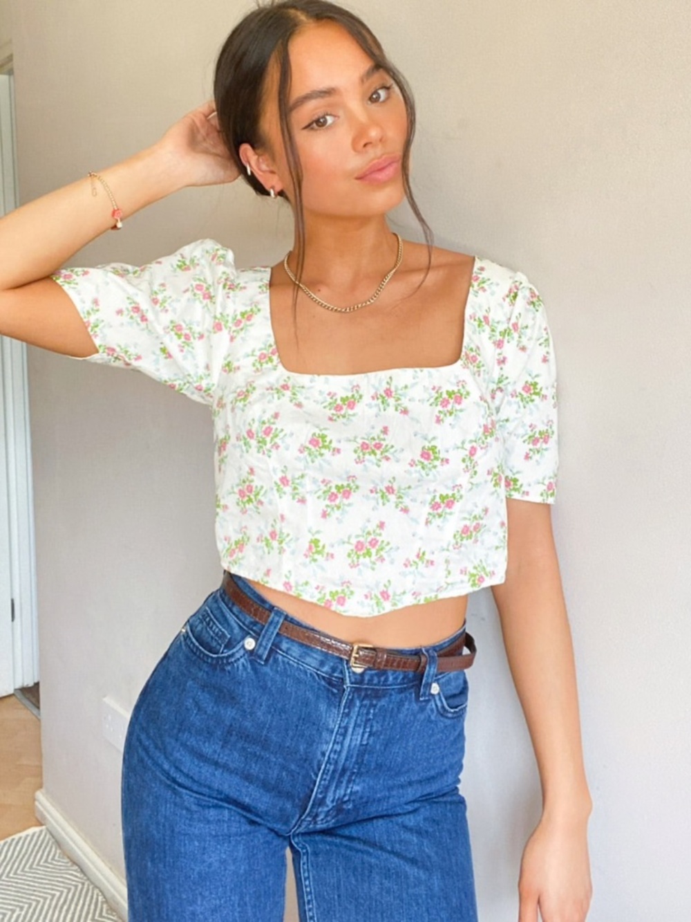 Reclaimed Vintage Floral Square Neck Crop Top - 6